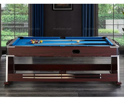 Mesa Multijuego  4 en 1 Giratoria de 7 ft, Air-Hockey, Billar, Ping-Pong, Cubierta de Comedor (Café, paño azul)